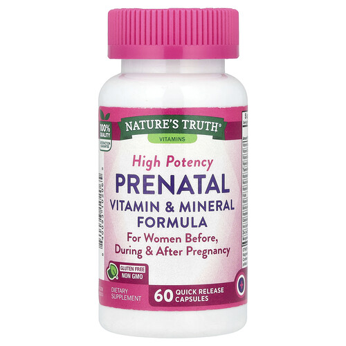Nature's Truth, Prenatal Vitamin & Mineral Formula, pränatale Vitamin- und Mineralstoffformel, hohe Wirksamkeit, 60 Kapseln mit schneller Freisetzung