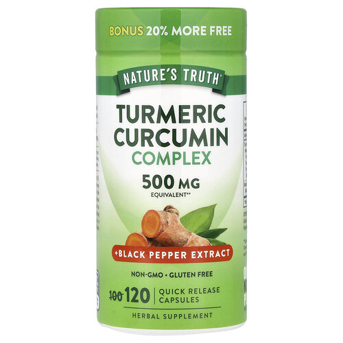 Nature's Truth, Turmeric Curcumin Complex Plus Black Pepper Extract, 500 mg, 120 Quick Release Capsules