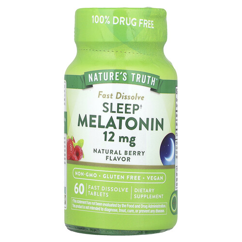 Nature's Truth, Sleep Melatonin, Natural Berry , 12 mg, 60 Fast Dissolve Tablets