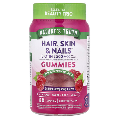 Nature's Truth, Hair, Skin & Nails, natürliches Obst, 80 Fruchtgummis für Haare, Haut und Nägel