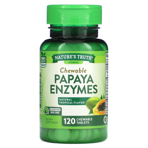 Nature's Truth‏, Chewable Papaya Enzymes, Natural Tropical, 120 Chewable Tablets