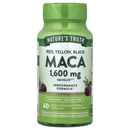 Nature's Truth Red, Yellow, Black Maca, 1,600 mg, 60 Quick Release Capsules