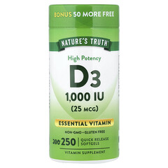 Vitamin D3, 25 mcg (1,000 IU), 250 Quick Release Softgels