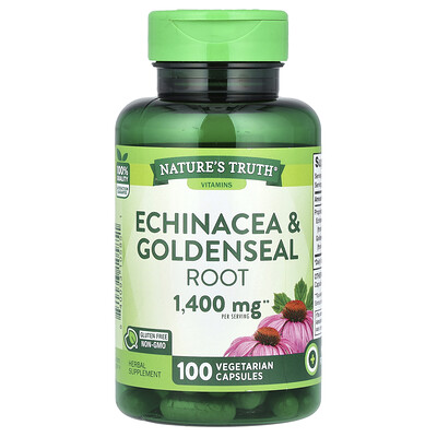 Photos - Vitamins & Minerals Natures Nature's Truth, Echinacea & Goldenseal Root, 100 Vegetarian Capsules NTH-10585 
