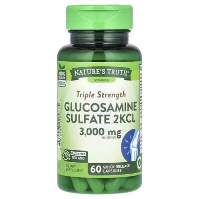 Nature's Truth, Sulfato de glucosamina de triple concentración 2KCL, 60 cápsulas de liberación rápida (1000 mg por cápsula)