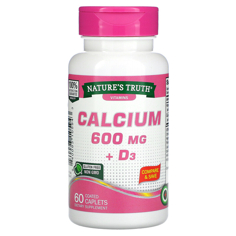 Nature's Truth, Calcium Plus Vitamin D3, 600 mg, 60 Coated Caplets - iHerb