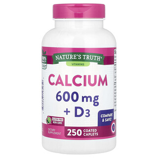 Nature's Truth, Calcio con vitamina D3, 250 comprimidos oblongos recubiertos