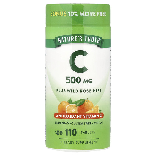 Nature's Truth, Vitamin C Plus Wild Rose Hips, Wildrosen-Hagebutten, 110 Tabletten