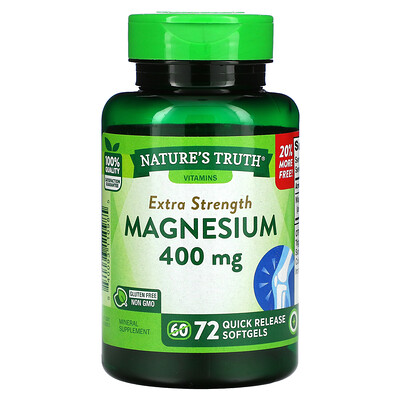 

Nature's Truth, Extra Strength Magnesium, 400 mg, 72 Quick Release Softgels