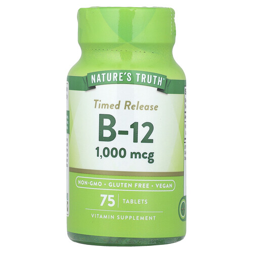 네이쳐스 트루 Nature's Truth, 비타민, 서방형 B-12, 1,000mcg, 75정