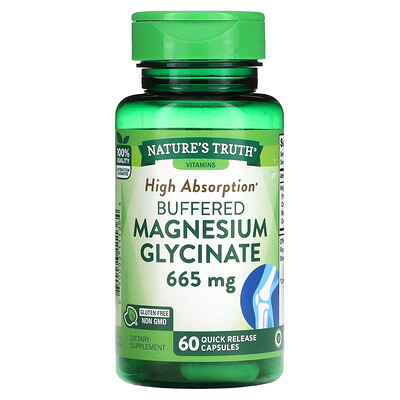 

Nature's Truth, Magnesium Glycinate, High Absorption, 665 mg, 60 Quick Release Capsules