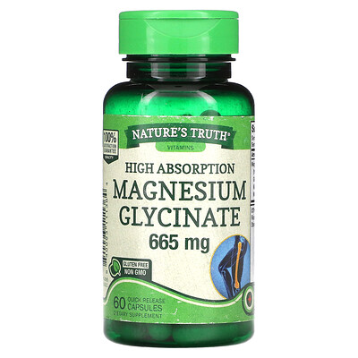 

Nature's Truth Magnesium Glycinate High Absorption 665 mg 60 Quick Release Capsules