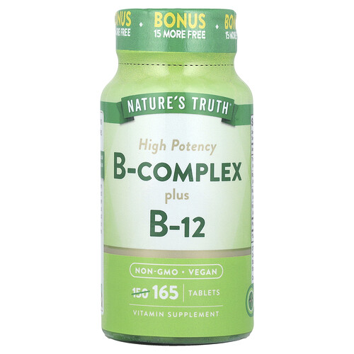 Nature's Truth, B-Complex Plus B-12, hochwirksamer B-Komplex plus B12, 165 Tabletten