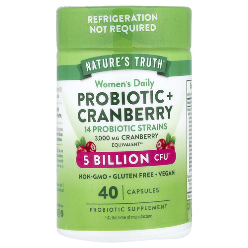 Nature's Truth Women's Daily Probiotic + Cranberry, 40 Capsules