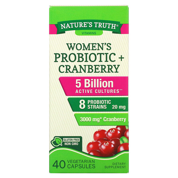 Nature's Truth, Женский пробиотик + клюква, 40 вегетарианских капсул