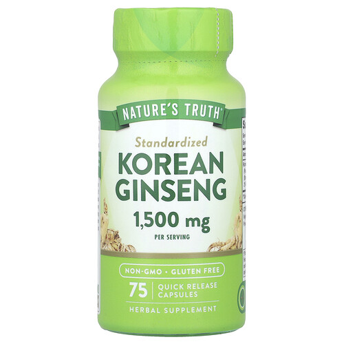 Nature's Truth, Korean Ginseng, koreanischer Ginseng, 75 Kapseln mit schneller Freisetzung (500 mg pro Kapsel)