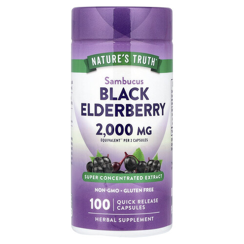 Nature's Truth, Sambucus Black Elderberry, 2,000 mg, 100 Quick Release Capsules (1,000 mg per Capsule)