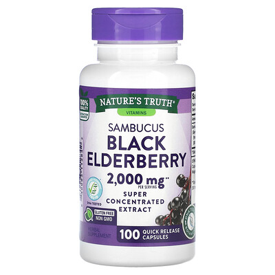 

Nature's Truth Sambucus Black Elderberry, 1000 мг, 100 капсул быстрого высвобождения