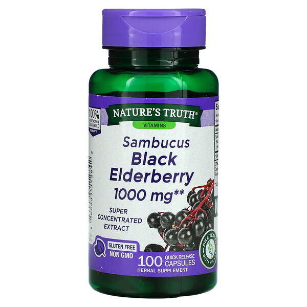 Nature's Truth‏, Sambucus Black Elderberry, 1,000 mg, 100 Quick Release Capsules