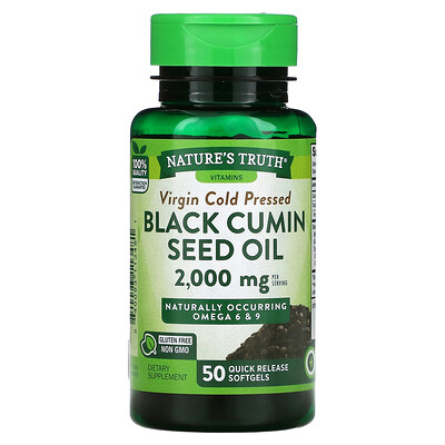 Nature's Truth Масло семян черного тмина, 1000 мг, 50 капсул быстрого действия