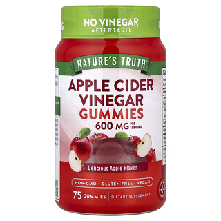 Nature's Truth, яблочный уксус в жевательных таблетках, со вкусом яблока, 75 жевательных таблеток