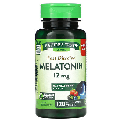 

Nature's Truth Fast Dissolve Melatonin Natural Berry 12 mg 120 Fast Dissolve Tablets