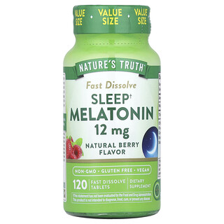 Nature's Truth, Sommeil, Mélatonine, Arôme naturel de fruits des bois, 12 mg, 120 comprimés à dissolution rapide