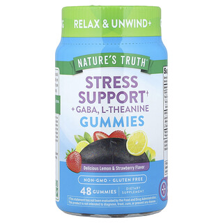 Nature's Truth, Stress Support + GABA, Unterstützung bei Stress, L-Theanin, Zitrone und Erdbeere, 48 Fruchtgummis