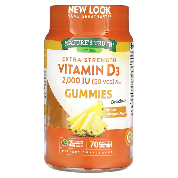 Nature's Truth, Extra Strength Vitamin D3, Natural Pineapple, 50 mcg