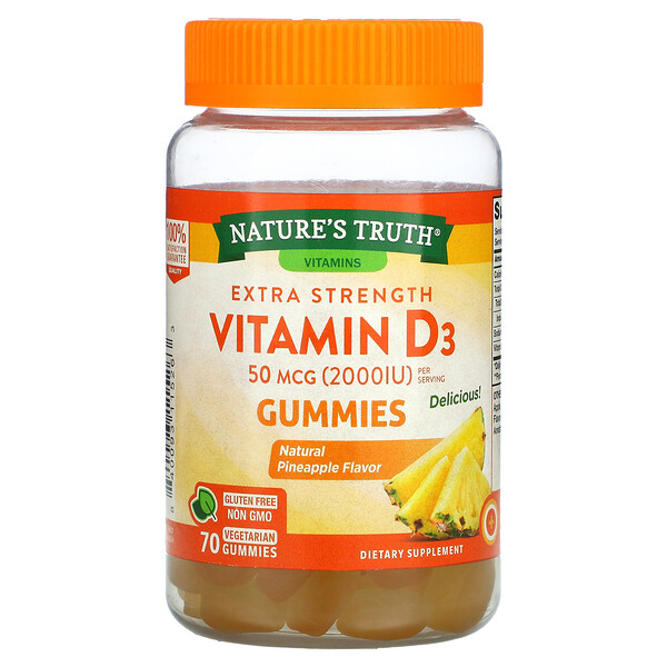 Nature's Truth, Extra Strength, Vitamin D3, Natural Pineapple, 50 mcg