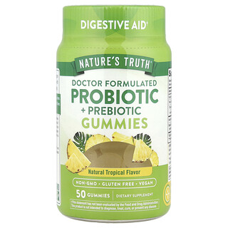 Nature's Truth, Gommes probiotiques + prébiotiques, Arômes tropicaux naturels, 50 gommes