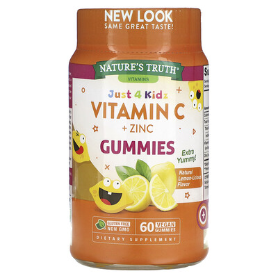 

Nature's Truth Just 4 Kids Vitamin C + Zinc Natural Lemon-Licious 60 Vegan Gummies