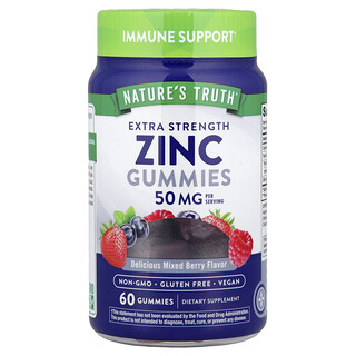 Nature's Truth, Jeleuri cu zinc, delicioase fructe de pădure mixte, 60 de jeleuri (16 mg per jeleu)