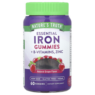 Nature's Truth, Hierro esencial y vitaminas B, Gomitas de zinc, Uva natural, 60 gomitas