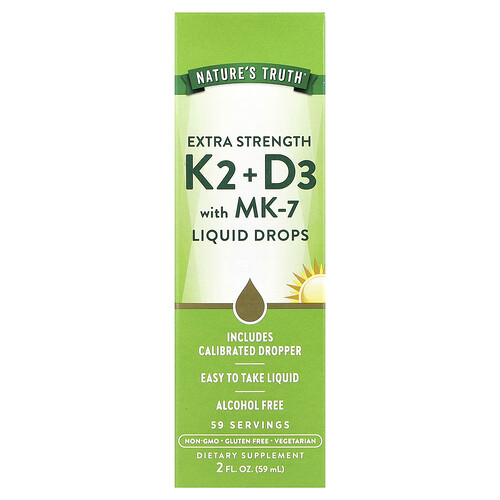 Nature's Truth K2 + D3 with MK-7 Liquid Drops, 2 fl oz (59 ml)