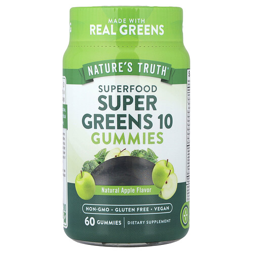 Nature's Truth Superfood, Super Greens 10 Gummies, Natural Apple, 60 Gummies