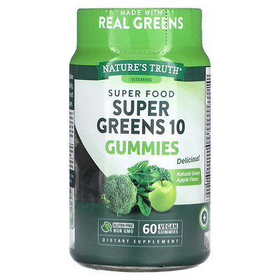 

Nature's Truth, Super Food, Super Greens 10, Natural Green Apple, 60 Vegan Gummies