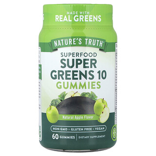 Nature's Truth, Superfood, Gommes aux Superaliments verts 10, Saveur pomme naturelle, 60 gommes