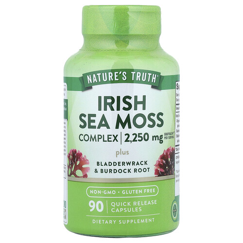 Nature's Truth, Irish Sea Moss Complex plus Blasentang und Klettenwurzel, 90 Kapseln mit schneller Freisetzung