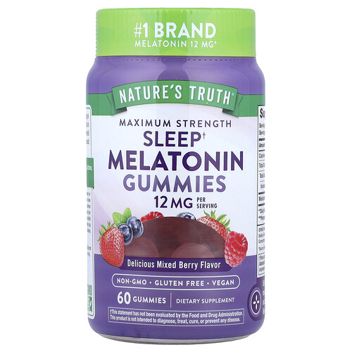 Nature's Truth, Sleep Melatonin Gummies, Delicious Mixed Berry, 60 Gummies (6 mg per Gummy)