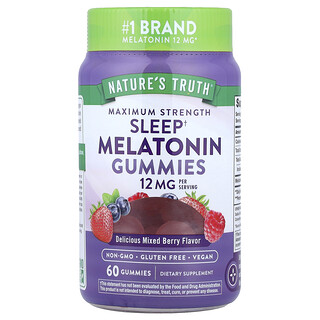 Nature's Truth, Sommeil, Mélatonine, Délicieux mélange de baies, 60 gommes (6 mg pièce)