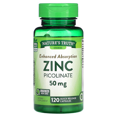 

Nature's Truth, Zinc Picolinate, 50 mg, 120 Quick Release Capsules