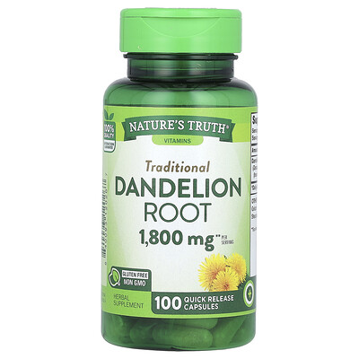 Nature's Truth, Vitaminas, Raíz de diente de león, 100 cápsulas de liberación rápida (900 mg por cápsula)