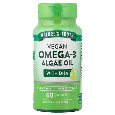 Photos - Vitamins & Minerals Natures Nature's Truth, Vegan Omega-3 Algae Oil with DHA, 60 Softgels NTH-12151 