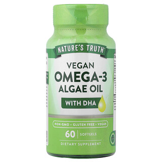 Nature's Truth, Aceite de algas veganas con omega-3 y DHA, 60 cápsulas blandas