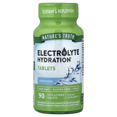 Nature's Truth, Hidratación con electrolitos, Sin sabor, 90 comprimidos