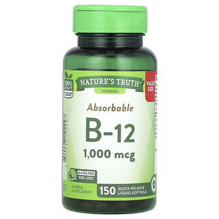 Nature's Truth, B-12 Absorvível, 1.000 mcg, 150 Cápsulas Softgel de Liberação Rápida