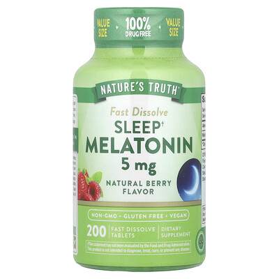 Natures Truth Sleep Melatonin Natural Berry 5 mg 200 Fast Dissolve Tablets