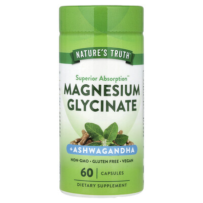 Photos - Vitamins & Minerals Natures Nature's Truth, Magnesium Glycinate + Ashwagandha, 60 Capsules NTH-12348 