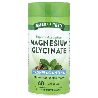 Nature's Truth, Glicinato de Magnésio + Ashwagandha, 60 Cápsulas